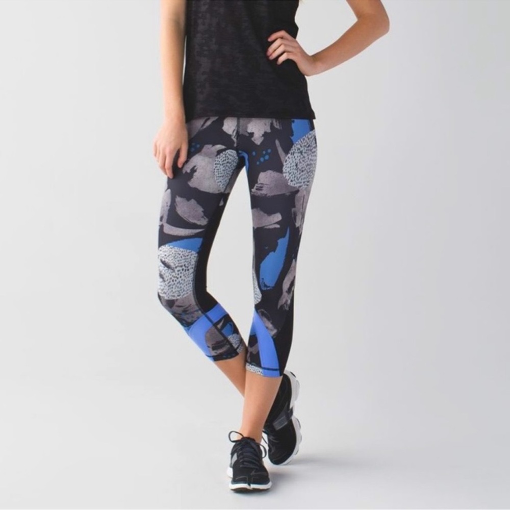 Lululemon Run Inspire Crop Full On Luxtreme Mesh Art Pop Black Multi